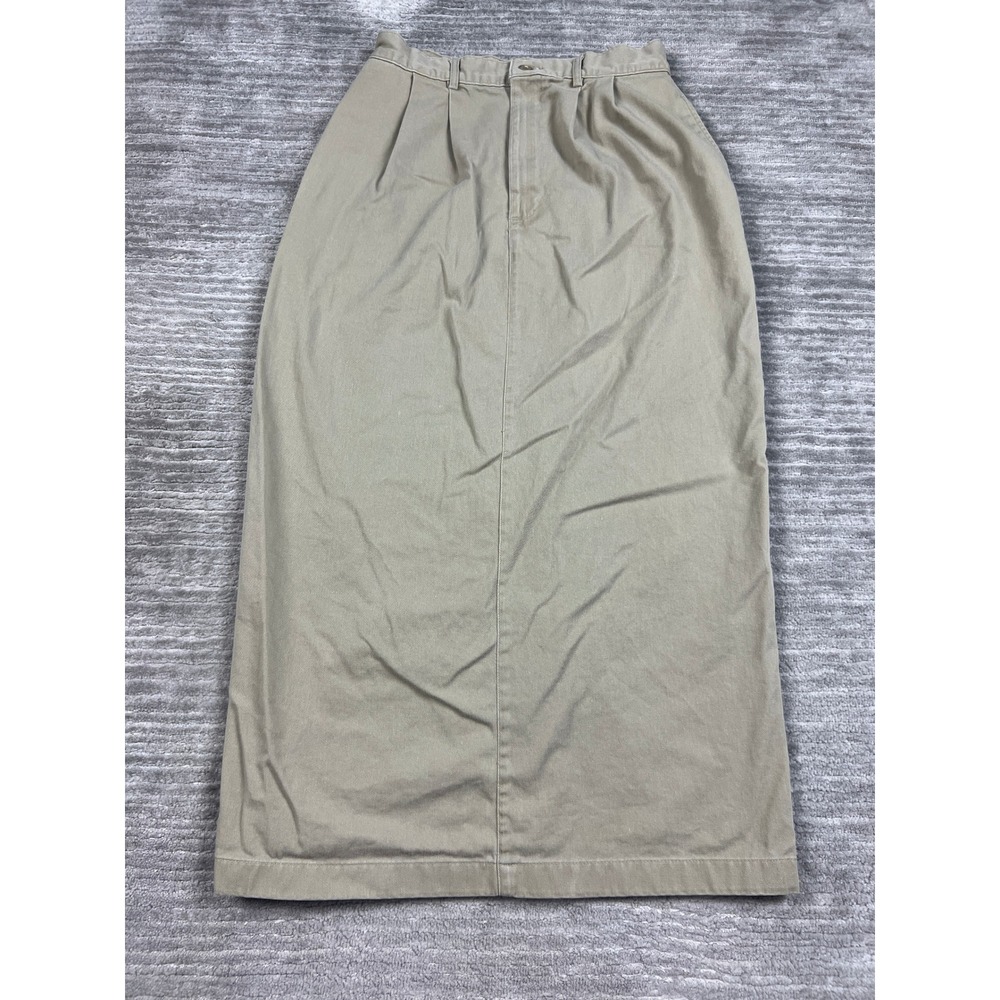Ruff Hewn Maxi Skirt Womens 8 Khaki Tan Cotton Pleated Chino Vintage Made in USA